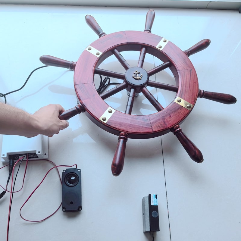 Decrotive Steer Wheel Prop and Ship Wheel for Party Game, Rotary Encoder Game Puzzle for Escape Room and Students Classroom