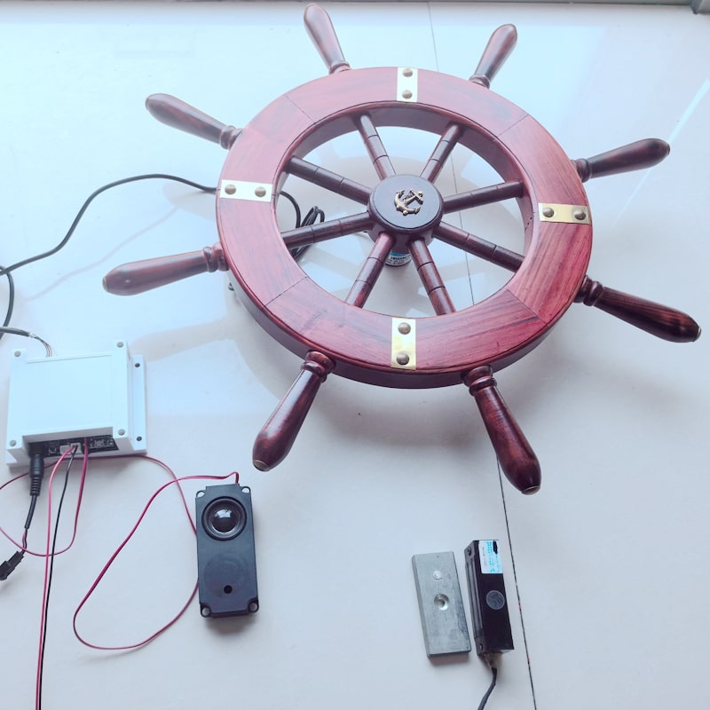 Decrotive Steer Wheel Prop and Ship Wheel for Party Game, Rotary Encoder Game Puzzle for Escape Room and Students Classroom